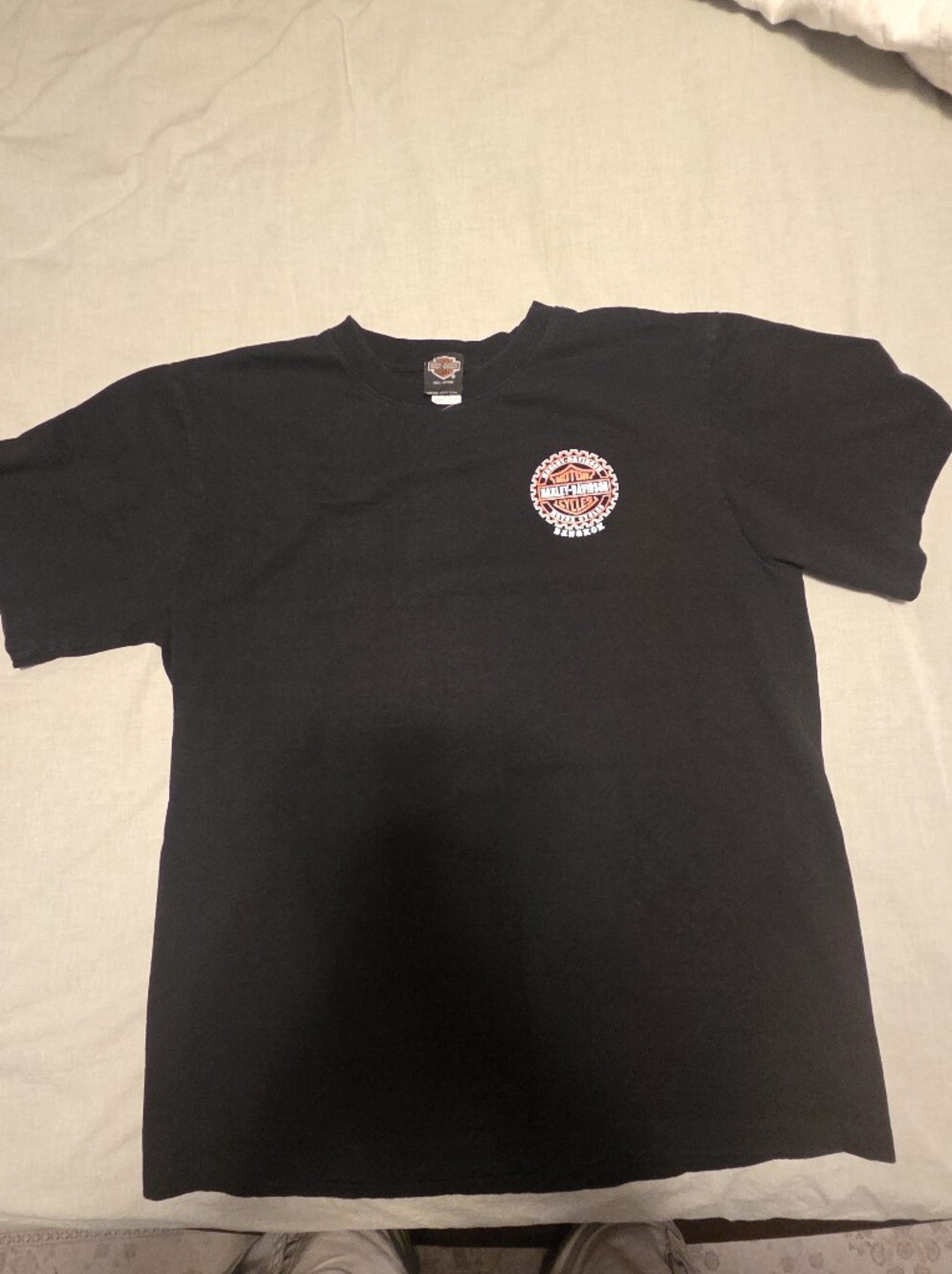 Harley-Davidson Black Short Sleeve Tee with Orange Logo Patch
